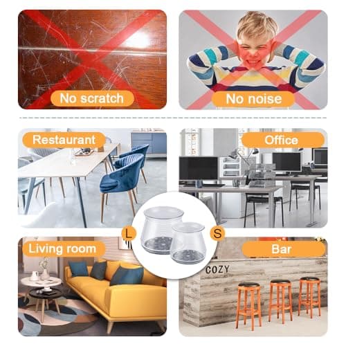 32 Pcs Chair Leg Floor Protectors - Silicone Felt Pads, Scratch-Proof & Noise-Free, Easy Smooth Moving, Large Size (Fits Round Chair Legs: 1-5/16" to 2" Diameter)​ — view 5
