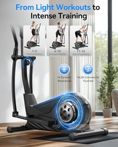 Niceday Elliptical Exercise Machine, Elliptical Machine for Home, Magnetic Elliptical Trainer with 15.5IN Stride, 16 Resistance Levels, 400LBS Loading Capacity Brown — view 4