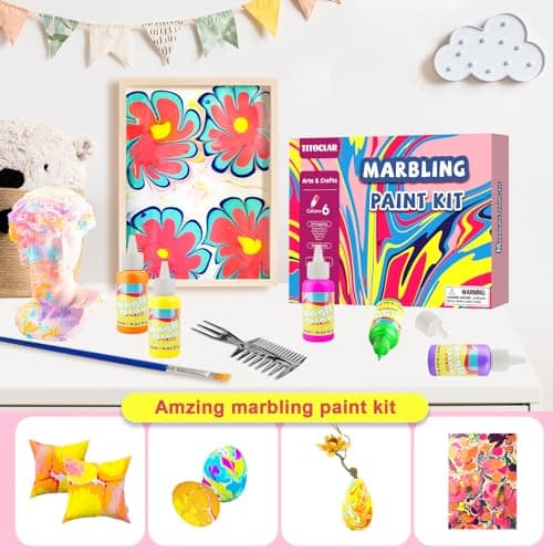 Titoclar Water Marbling Paint for Kids,Stocking Stuffers for Kids,Birthday Gifts for Kids 3+ Years Old,Arts and Crafts for Girls Boys Ages 8-12 6-8 3-5,STEM Science Toys — view 5