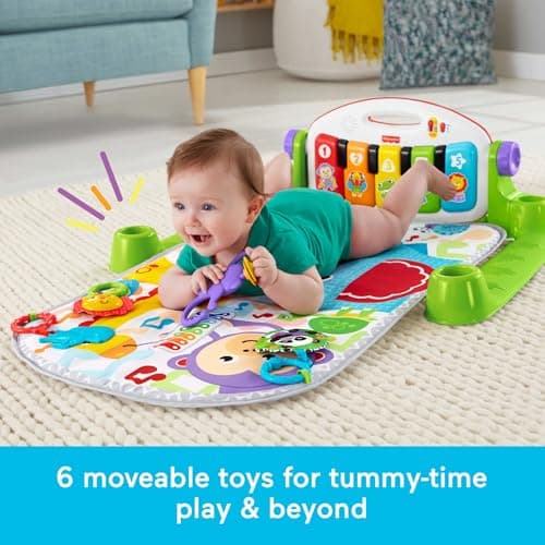 Fisher-Price Baby Playmat Deluxe Kick & Play Piano Gym Learning Toy & 2 Maracas Soft Rattles for Newborn to Toddlers Ages 0+ Months — view 2