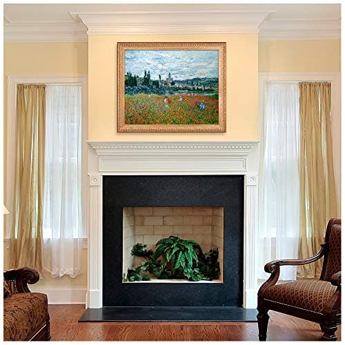 Poppy Field near Vetheuil 1879 by Claude Monet Framed Size:34.5x28.5 inches,Image Size:30x24 inches World Classic Reproductions For HomeDecor,Vintage Pattern Gold Frame — view 4