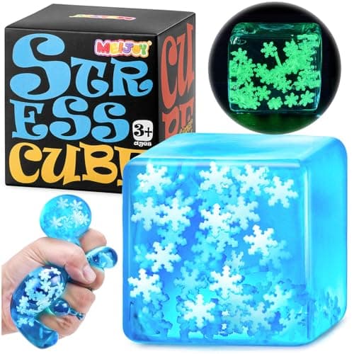 Squishy Fidget Toys Stress Cube - Squeeze Toys Stress Balls for Adults Slow Rising Squishies Glow in The Dark Snowflakes Sugar Sensory Toys for Kids with Autism Fidgets for Classroom Prize Toys