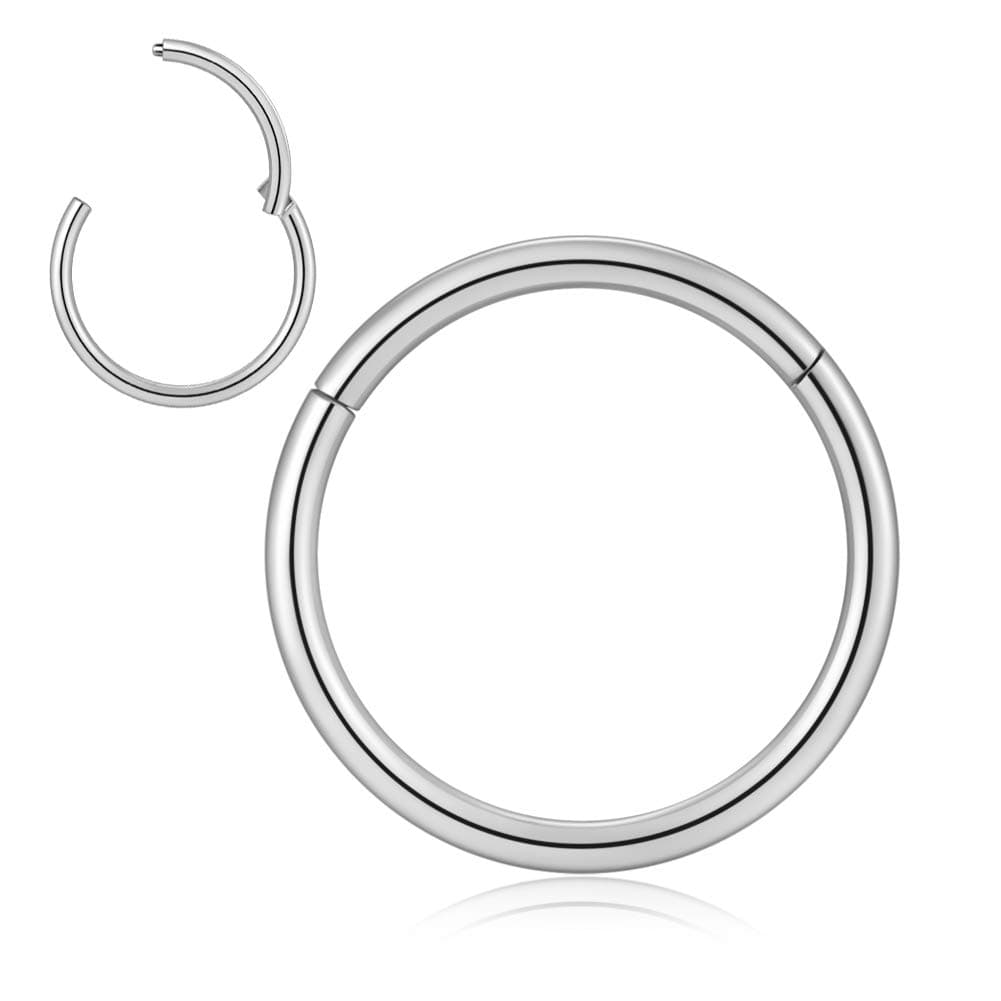 Afftiny Nose Ring Septum Hoop 20G/18G/16G/14G/12G 316L Surgical Stainless Steel Hinged Seamless Earrings, Diameter 5MM-16MM, Gold/Silver/Black/Rose Gold/Rainbow Color — view 15