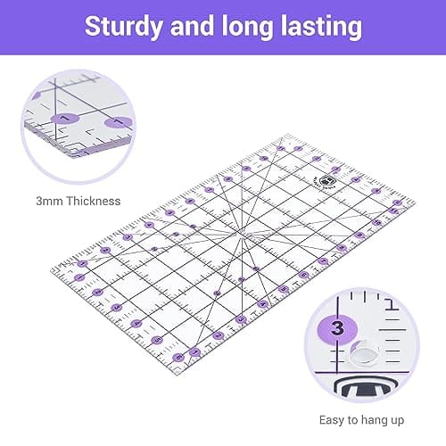 Headley Tools Rotary Cutter Set - 45mm Fabric Cutter, 5 Extra Rotary Blades, A3 Cutting Mat, Quilting Ruler and Sewing Clips, Craft Knife Set, Ideal for Crafting, Sewing, Patchworking, Purple — view 5