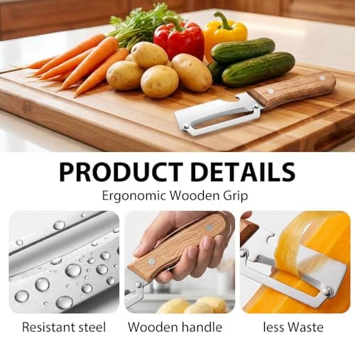 Vegetable Peeler for Kitchen, 2026 New Multi-Functional Vegetable Peeler with Wooden Handle and Bottle Opener, 2-in-1 Stainless Steel Kitchen Tool For Vegetables or Fruits (1 Pcs) — view 4