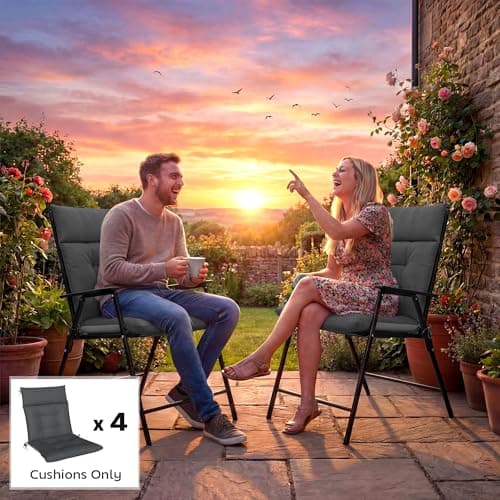 Outsunny Patio Chair Cushions Set of 4, Waterproof Lounge Chair Cushions with Ties, Non-Slip Replacement Seat Pads for Indoor Outdoor, Garden Furniture, 44"x21", Dark Grey — view 7