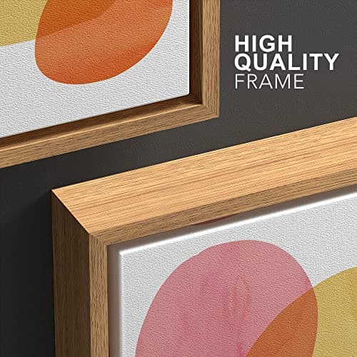 wall26 Framed Canvas Wall Art Print Set Multicolor Transparent Circle Variety Abstract Shapes Illustrations Modern Art Bohemian Colorful for Living Room, Bedroom, Office - 24"x36"x3 Natural — view 3
