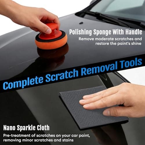 Car Scratch Remover, 300ml Scratch Repair & Swirl Remover Kit for Vehicles, Scratch Eraser Restorer & Polishing with Pad and Nano Sparkle Cloth for Light Scratches, Oxidation, Water Spots — view 3