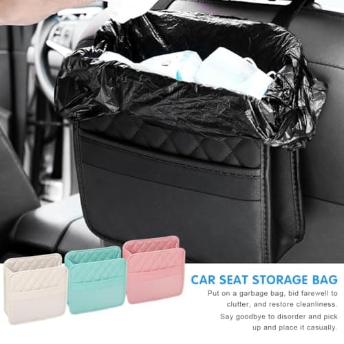 XINLIYA Car Seat Back Organizer, PU Leather Vehicle Backseat Hanging Storage Pocket, Multipurpose Auto Travel Essentials Accessories for Kids & Adults, Universal for SUVs, RVs, Trucks (Black) — view 4