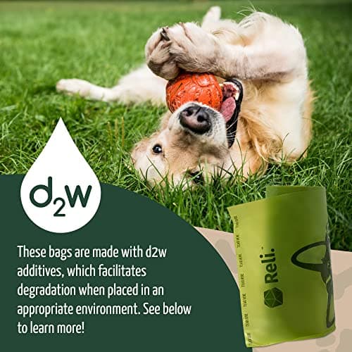 Reli. Biodegradable Dog Poop Bags w/Holder (1200 Count - 80 Rolls Bulk) | Leash Clip Dispenser | 9x13" Large Dog Bags for Poop | Green Eco-Friendly Oxobiodegradable Waste Disposal Refills (Unscented) — view 5