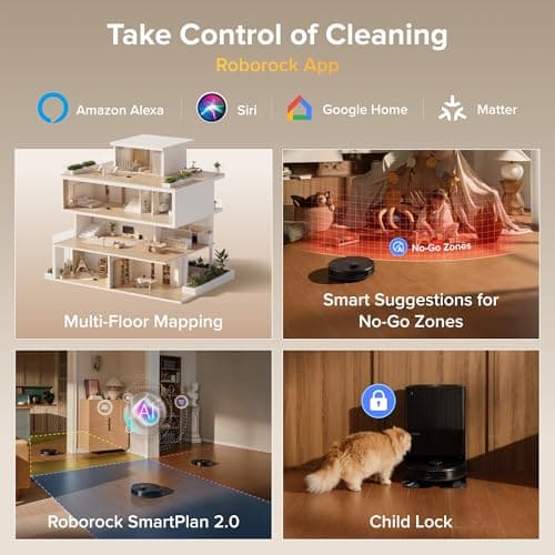 roborock Qrevo S Pro Robot Vacuum and Mop, 18,500Pa Suction, Multifunctional Dock with 167℉ Mop Self-Cleaning, Smart Obstacle Avoidance, Anti-Tangle Brush, Liftable Spinning Mop, Black — view 7