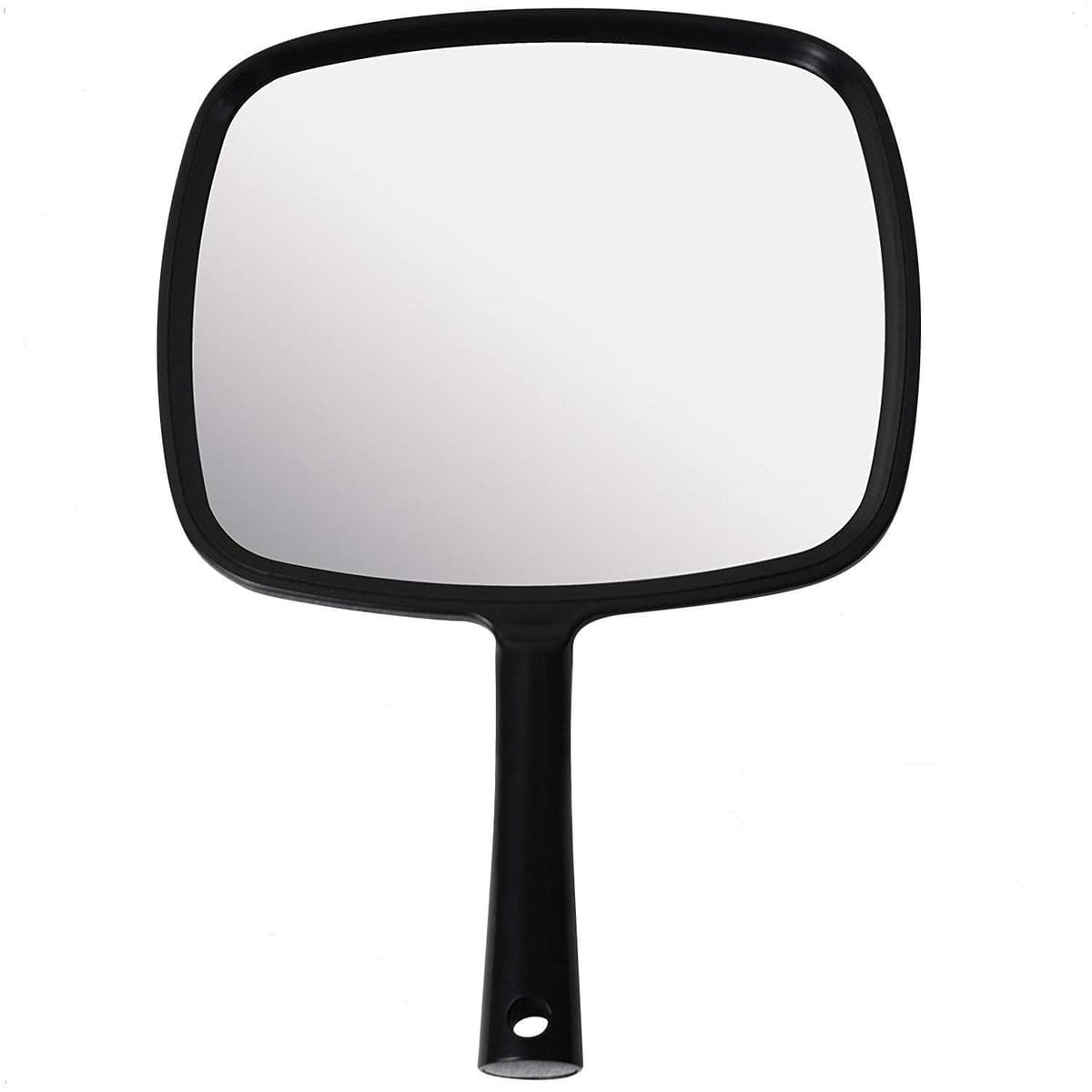Mirrorvana Espejo de Mano con Mango ergonómico, Espejo de Mano para Maquillaje, Cortes de Pelo en el hogar, Uso Dental y peluquería, 8 x 11 Pulgadas (Negro)