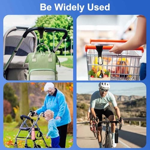 GuoluvSoo 4 Pack Stroller Hooks – Multifunctional Clips for Bags, Diaper Bags, Purse & Backpack. Universal Fit for Strollers, Bikes, Shopping Carts, Wheelchairs, Pet Strollers & Walkers — view 3