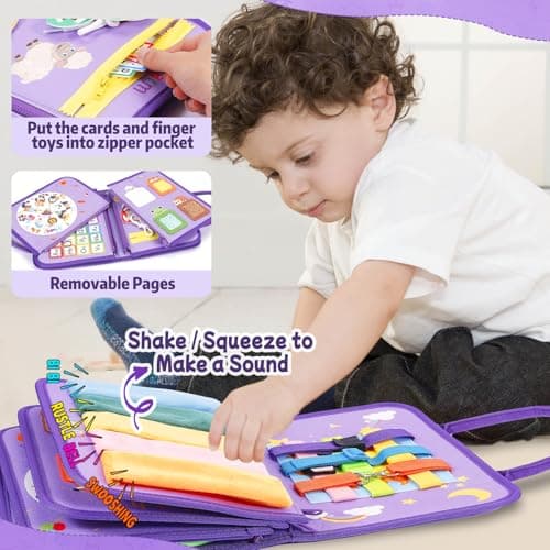 Esjay Toddler Busy Board, Montessori Toys Busy Book, Sensory Board Birthday Gifts for 3+ Years Old Girls Boys, Learning Educational Toy for Fine Motor Skills, Travel Activities for Airplane Car — view 4
