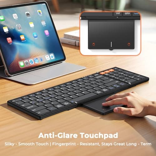 MEETION New Foldable Bluetooth Keyboard with Touchpad, Portable Wireless Keyboard with Numeric Keypad, Full-Size Rechargeable Business Travel for iPad Phone Laptop PC iOS, 2026 New Upgrade — view 2