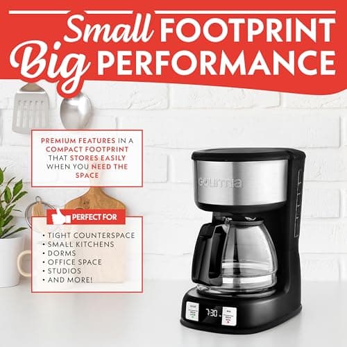 Gourmia Drip Coffee Maker – 5 Cup, One-Touch Brew, Pause & Serve, Adjustable 4 Hr Keep Warm, EZ-View Water Window, Black — view 9