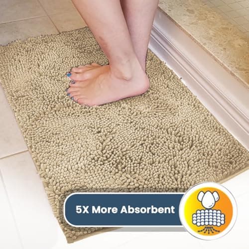 Muddy Mat® AS-SEEN-ON-TV Highly Absorbent Microfiber Door Mat and Pet Rug, Non Slip Thick Washable Area and Bath Mat Soft Chenille for Kitchen Bathroom Bedroom Indoor and Outdoor-Beige Medium 30"X19" — view 3