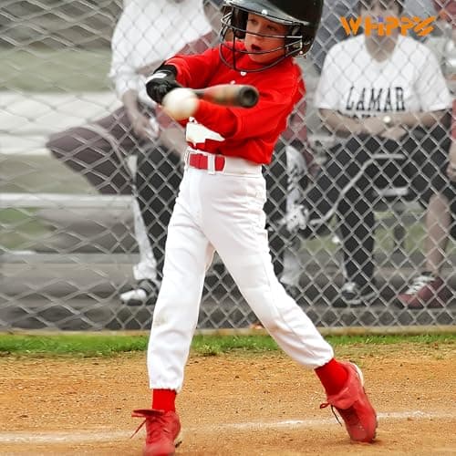 Youth Baseball Socks and Belt Combo, Set 2 Football Baseball Socks with Elastic Softball Belt for Boys Red — view 3