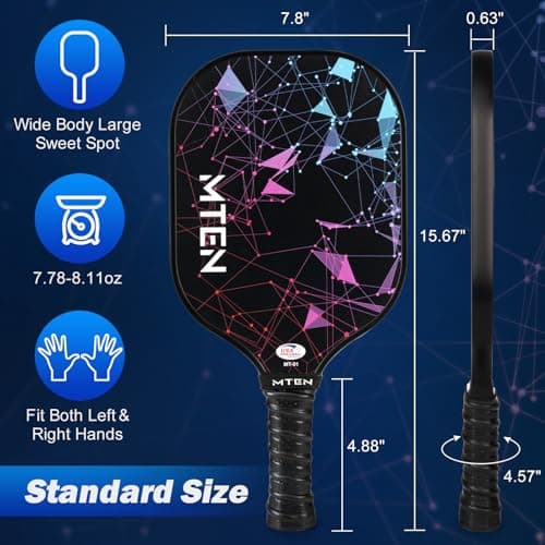 Pickleball Paddles Set of 2, USAPA Approved Fiberglass Surface Pickleball Set with 2 Rackets, 4 Balls,1 Portable Carry Bag,Pickle Ball Paddle Set ​for Men Women — view 4