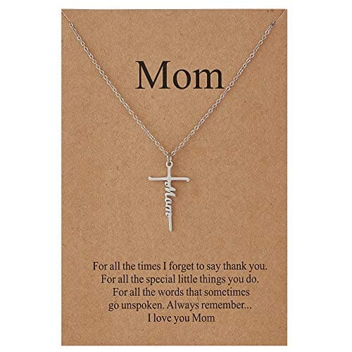 Mom Cross Necklace for Women - Mothers Day Birthday Gifts for Mom Women