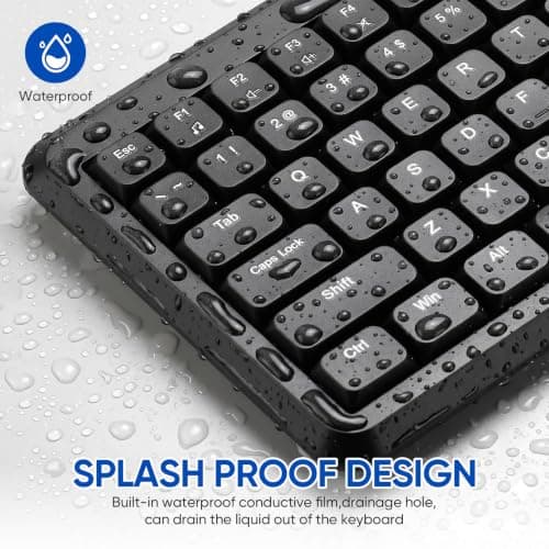 Guiheng Wired Computer Keyboard, Plug Play USB, Large Number Pad, LED Indicators，Ergonomic, Anti-Wear Letters Full Size Keyboard,for Windows Mac PC Laptop-Black — view 4