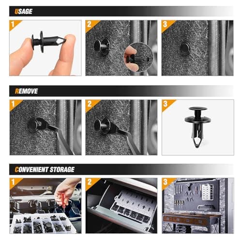 GOOACC 240PCS Bumper Retainer Clips Car Plastic Rivets Fasteners Push Retainer Kit 12 Popular Sizes Auto Push Pin Rivets Set -Door Trim Panel Fender Clips for GM Ford Toyota Honda Chrysler — view 3