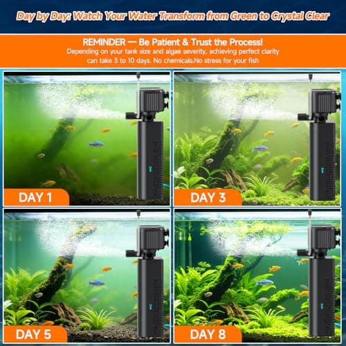 SYSENCIAGA Aquarium Filter with UV, 200GPH for 20-75 Gallon Tanks, Submersible with Timer for Crystal Clear Water in Aquarium, Pond, Turtle Tank（25W ） — view 2