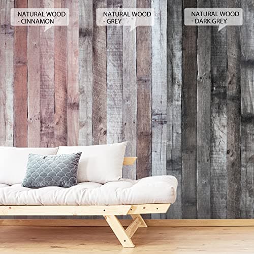 Yun-aeon Natural Wood-Grey Wood Contact Paper Peel and Stick Wallpaper 17.3”x 80”Self Adhesive Removable Vintage Faux Wood Wall Paper Plank Shelf Home Decoration Kitchen Counter Cover Use — view 2