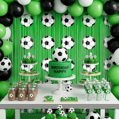 Ycitusi 3 Pcs Soccer Party Decorations Foil Curtains - 9.9x6.6 Ft Soccer Birthday Party Supplies Fringe Backdrop Football Theme Party Favors for 2026 World Cup Tailgate — view 2