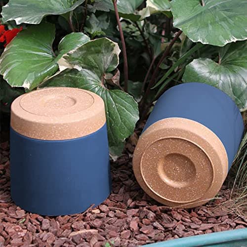 ZMTECH Plant Pots, Set of 6 6.5'' Self Watering Plastic Planter with Drainage Hole and Saucer,Modern Decorative Flower Pot for Indoor Outdoor House Plants, Succulents, Flowers - Blue — view 5