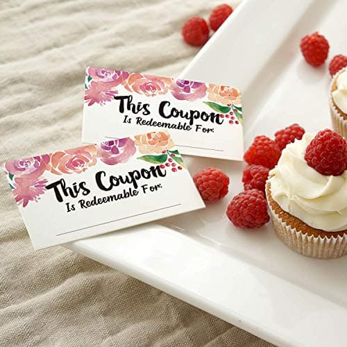 50 Coupon Cards, Floral Blank Gift Certificates Redeem Vouchers for Business, Coupons for Mom, Wife, Husband, Business - Vouchers, Business Services Coupon to Offer Customer Rewards and Incentives — view 4