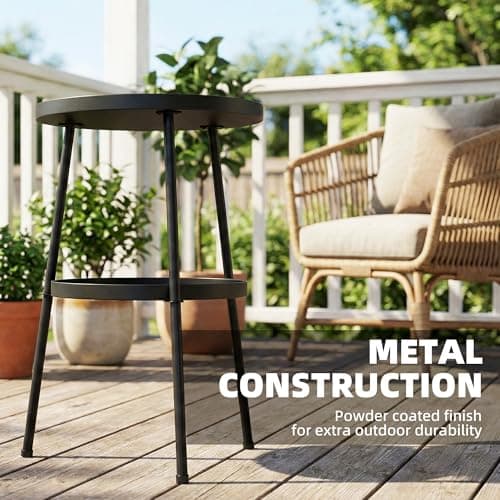 Outsunny Metal Patio Side Table, 2-Tier Round End Table, for Living Room, Bedroom, Garden, Balcony, Black — view 5