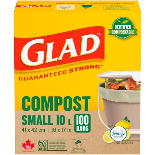 Glad 100% Compostable Bags - Small 10 Litres - Lemon scent 100 Compost Bags