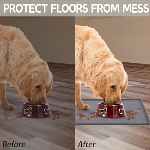 MateeyLife Silicone Cat & Dog Food Mat for Floors Waterproof, Anti-Slip Dog Bowl Mats for Food and Water, Pet Feeding Mats with Lip to Prevent Spills, Pet Placemat for Messy Drinkers to Protect Floors — view 5