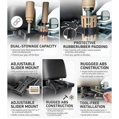 The Ultimate Universal Seat Back Gun Rack, Adjustable Vehicle Rifle Heavy Duty Backseat Organizer with Secure Straps Hunting Gear Storage Vehicle Rifle Holder for Truck Suv Car — view 5