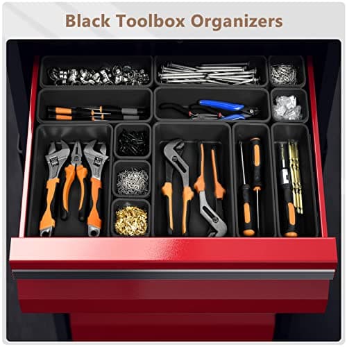 A-LUGEI【70】【6 Size】Tool Box Organizer Tray Divider Set, 【Black】 Desk Drawer Organizer, Garage Organization and Storage Toolbox Accessories Rolling Tool Chest Cart Cabinet WorkBench Small Part — view 4