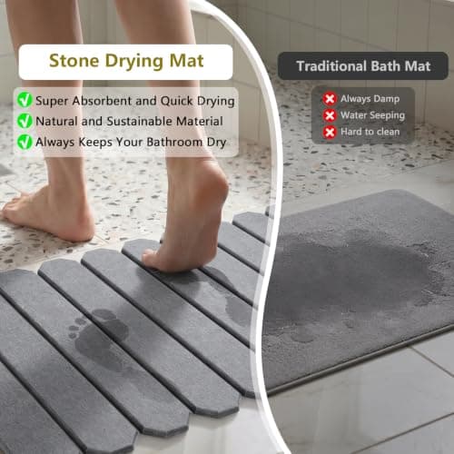 Ceecysaa Stone Bath Mat,Non-Slip Foldable Stone Drying Mat,59×39 cm — view 3