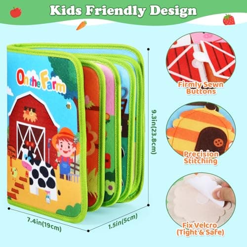 Letapapa Farm Busy Book for Toddlers 1-3, Montessori Toys Gifts for 1 2 Year Old Boys Girls, Educational Learning Toys for 1+ Year Old, Busy Board Quiet Activity Book Toddler Travel Toy — view 4