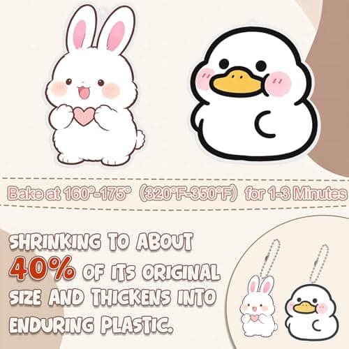 Yalumo 301 Pcs Shrink Plastic Sheets Kit, 40 Shrink Paper Sheets 5.7 x 7.9 Inch with Earring, Ring and Keychain Accessories for DIY Shrinky Art, Ornament, Craft Project, Handmade Gift and Home Decor — view 3
