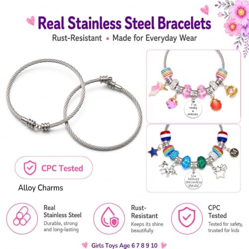 COO&KOO Charm Bracelet Making Kit, A Unicorn Girls Toy that Inspires Creativity and Imagination, Crafts for Girls Ages 8-12 with Jewelry Making Kit Perfect Gifts for 6 7 8 9 10 Girl Self-Expression! — view 2