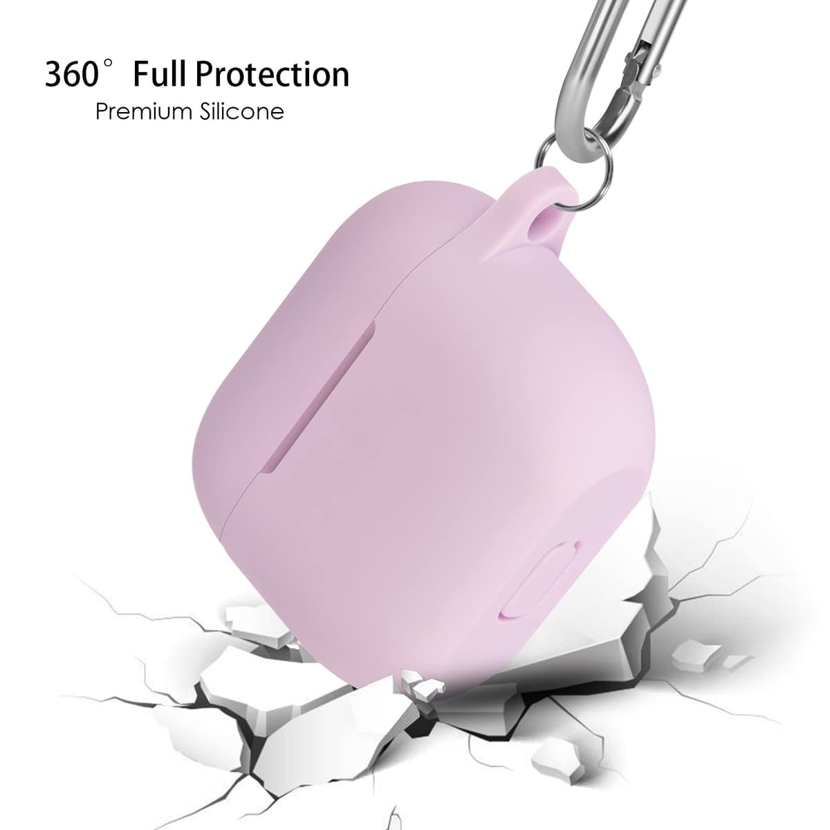 Funda de Silicona Compatible con AirPods 3, Anti-rasguños, Anti-Polvo, LED Frontal Visible, Funda Premium Silicona para AirPods 3.ª Generación (2021) con Mosquetón, Lavanda — view 4