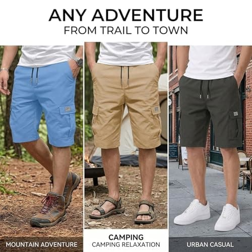 Men's Sport Cargo Shorts - 2026 New Men’s Casual Tactical Style Drawstring Stretch Cargo Shorts (Brown,Large) — view 6
