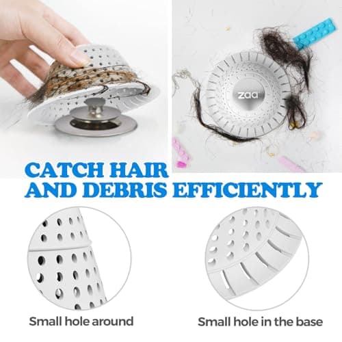 zaa Bathtub Drain Hair Catcher, Premium Silicone Shower Hair Catcher, 1Pack Hair Stopper for Pop Up & Regular Drains of Shower, Bathtub, Bathroom Sink, Bathroom Fixture Accessories, Light Gray — view 3