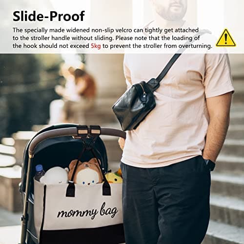 TOPDesign Universal Baby Stroller Organizer, Stroller Caddy with Heightened Insulated Cup Holders & Non-Slip Secure Hooks Accessories, Fits Most Strollers, Machine Washable (Black) — view 4