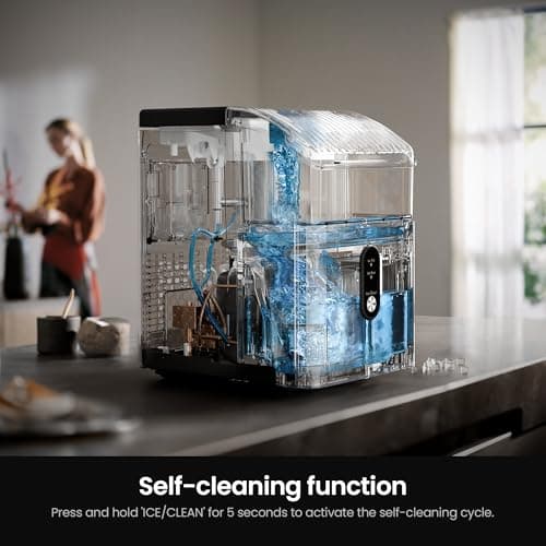Kismile Nugget Ice Makers Countertop,Portable Ice Machine with Crushed Ice, 35lbs/Day,Self-Cleaning,One-Click Operation for Home Use(Silver) — view 3
