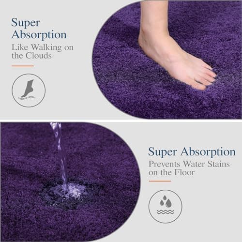 Walensee Bathroom Rug Non Slip Bath Mat for Bathroom (16 x 24, Dark Purple) Water Absorbent Soft Microfiber Shaggy Bathroom Mat Machine Washable Bath Rug for Bathroom Thick Plush Rugs for Shower — view 2
