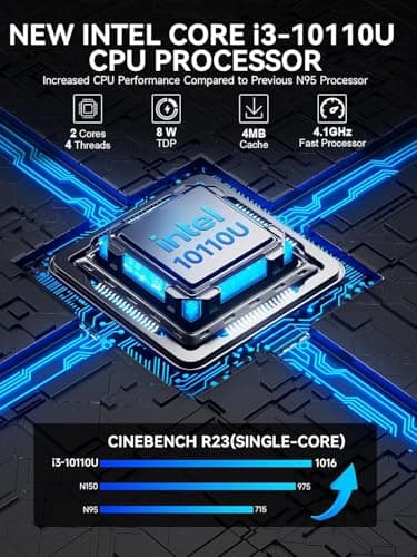 GMKtec Mini PC Intel Core i3-10110U Processor (Beats 4300U/N150) 8GB DDR4 256GB SSD i226-V RJ45 Ethernet Desktop Computer 4K Dual/ 4X USB3.2/ WiFi 6 BT5.2/ Nucbox G3 Pro