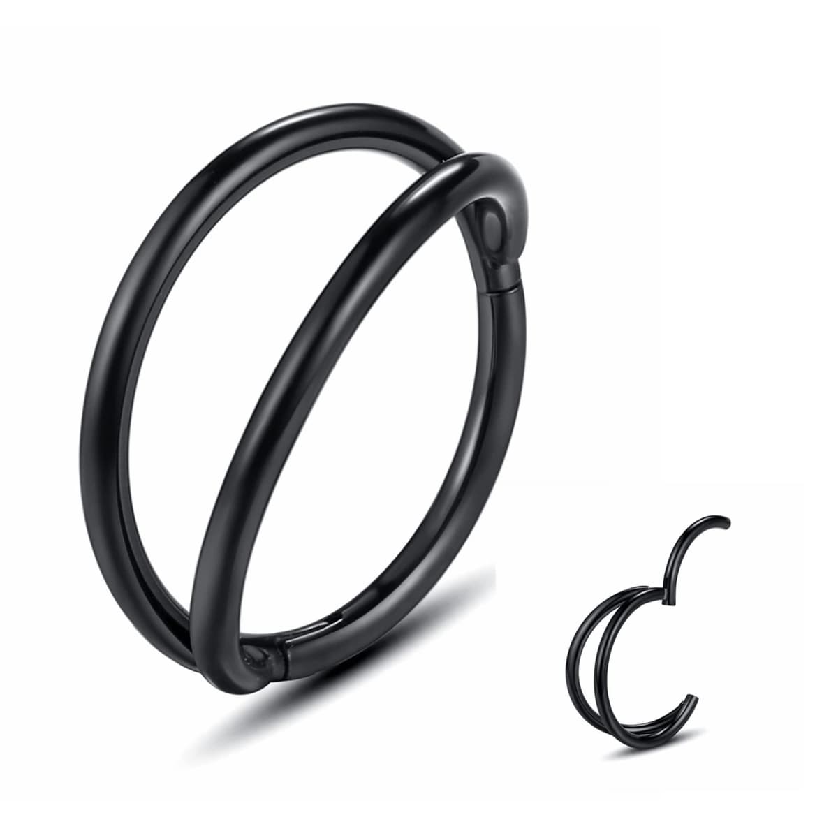 Yrogcu 20G 18G 16G 14G Single/Double Hoop Stainless-Steel Seamless-Hinged-Piercing Segment-Clicker Nose-Ring-Hoop : Diameter 6mm 8mm 10mm 12mm Cartilage Earrings — view 52