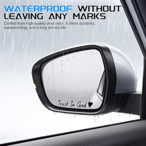 JUSTTOP 4PCS Car Decals,Decorative Rearview Mirror Sticker,Trust in God Car Stickers,Auto Stickers and Decals,Cute Car Decor for Women,Car Accessories,Fits Most Vehicles,Direct-Stick(Black) — view 2