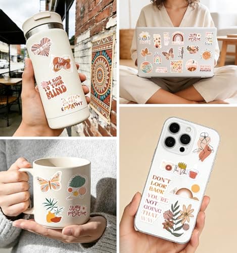 200Pcs Boho Stickers, Vintage Stickers Motivational Aesthetic Sticker Vinyl Sticker for Water Bottles Laptops Journals Positive Affirmation Sticker for Adult Teen Kid Classroom Prizes — view 3